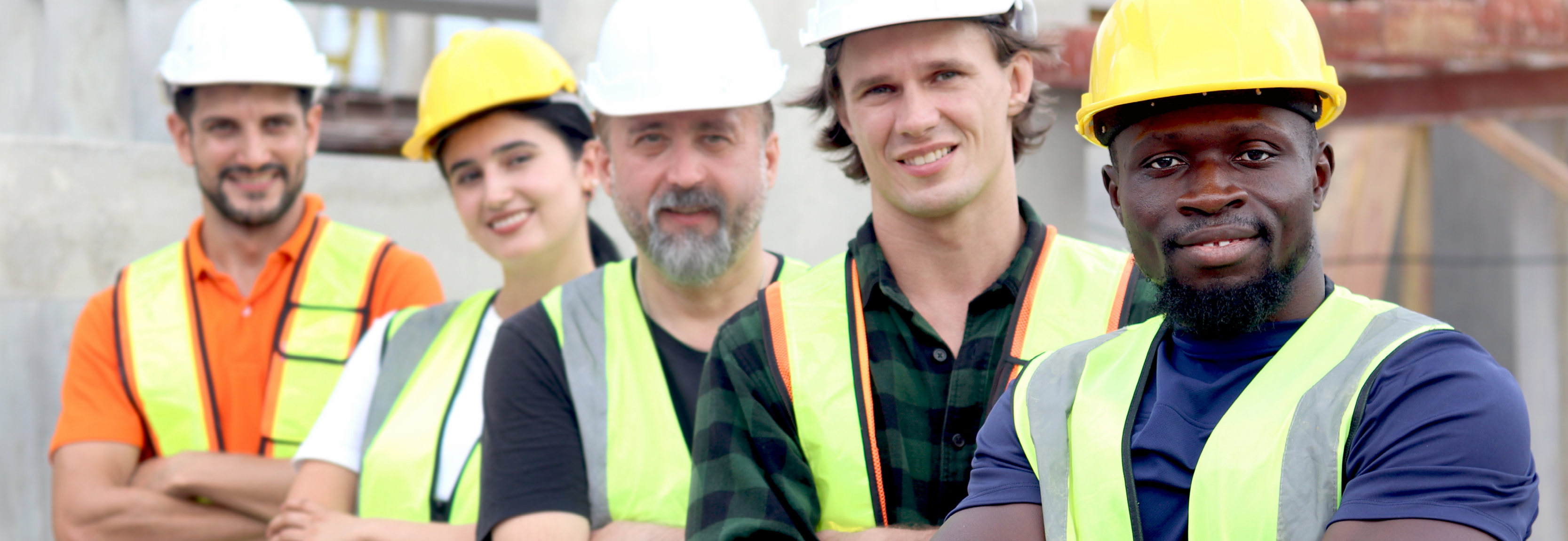 A row of handsome men in the construction industry