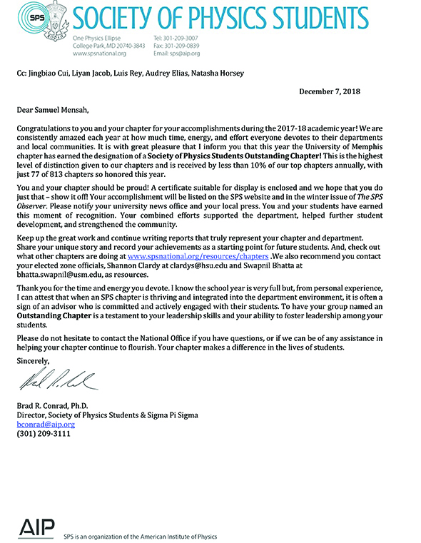 SPS Chapter Outstanding Award