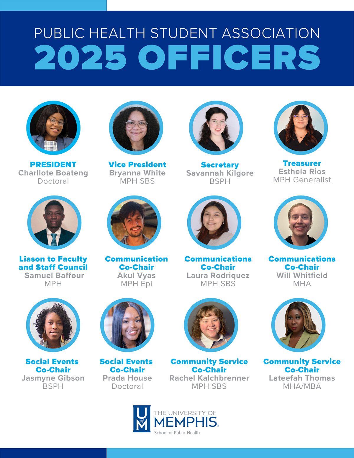 Headshots of 12 PHSA Officers of 2025