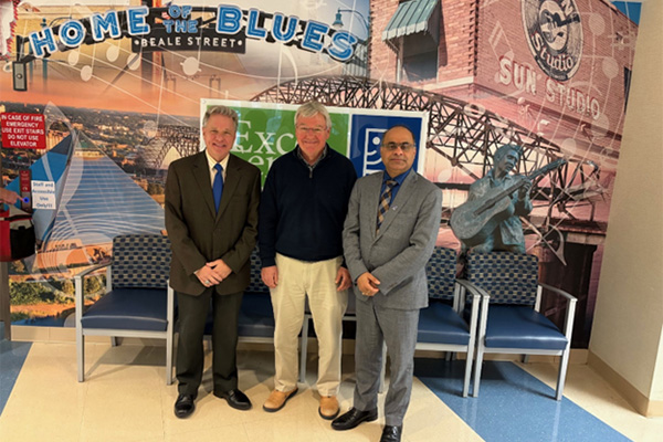 Chuck Molinski, Vice President Goodwill Excel Centers Memphis, Dean Ashish Joshi and Community Outreach Representative Steve Shular