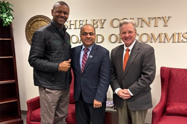 Shelby County Commissioner Charlie Caswell, Ashish Joshi and Steve Shular