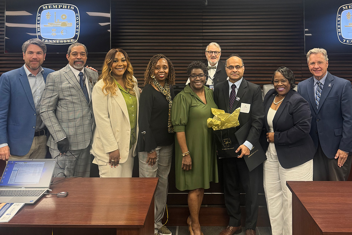 Group photo: City Council member Logan presented Dean Joshi with a Memphis City Council Resolution