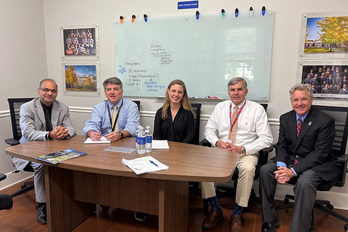 SPH Dean Joshi, MUS Head of Upper School Zach Hazen, MUS Assistant Head for College Counseling & Student Programming Jenny Byers MUS , Pete Sanders, MUS Headmaster, and SPH Community Outreach Representative Steve Shular