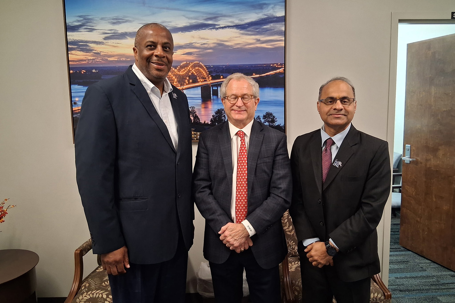 Tennessee State Representative Mark White Meets with Ken Moody of UofM Governmental Affairs and SPH Dean Joshi