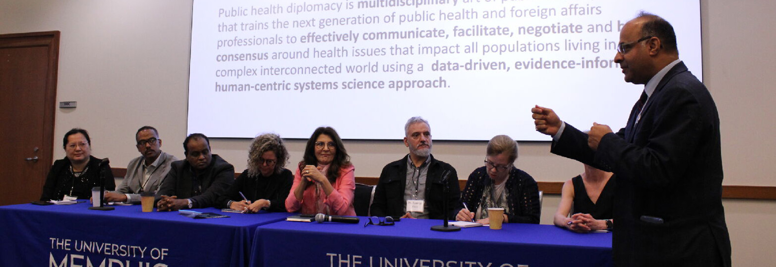 Dean Joshi speaking with other Public Health Diplomacy Lab Members