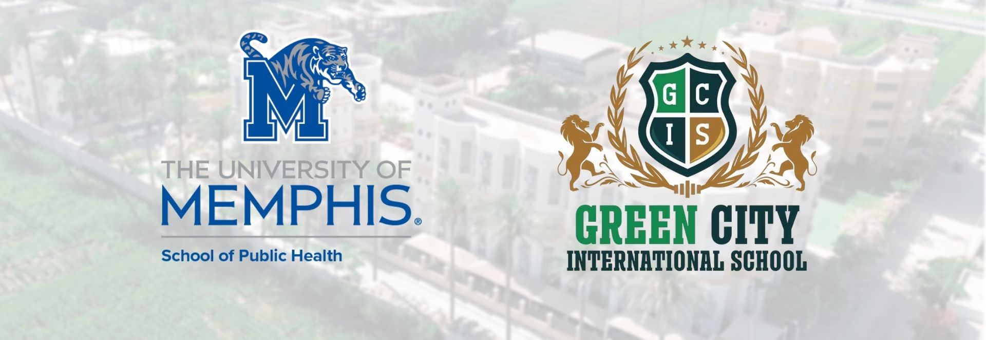 Logos of UofM SPH and Green City International School, Egypt