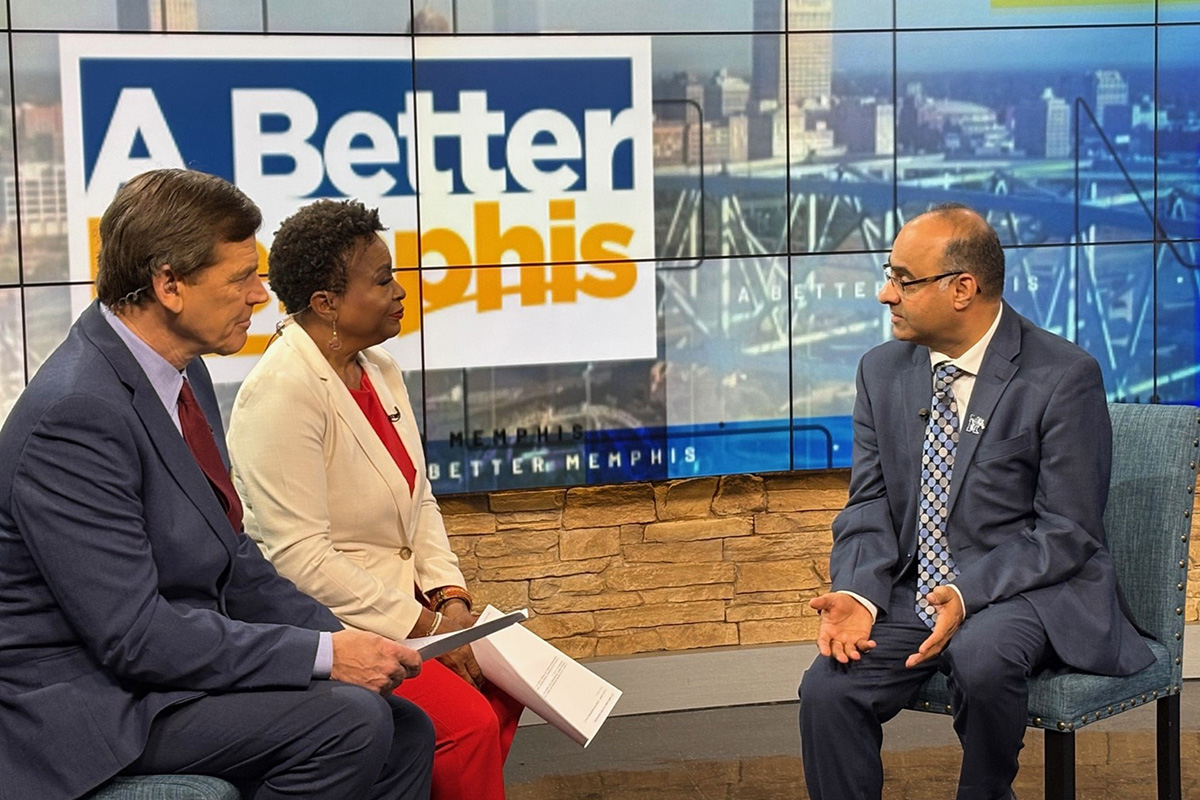 Dean Joshi talking to hosts Joe Birch and Kim Clark at NewsAction5 TV