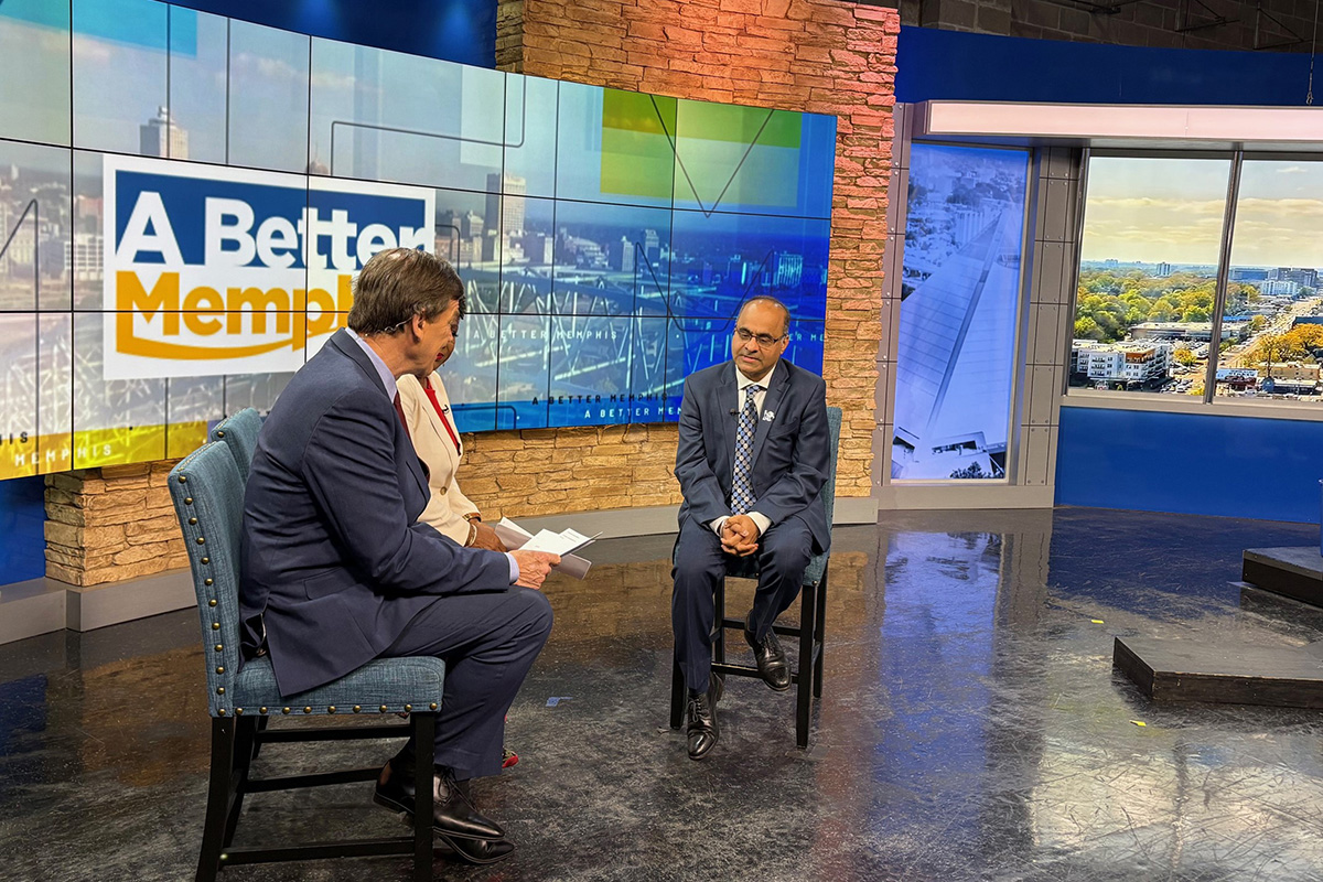 Dean Joshi talking to hosts Joe Birch and Kim Clark at NewsAction5 TV