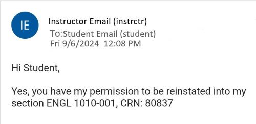 instructor has included subject, course, section, and CRN