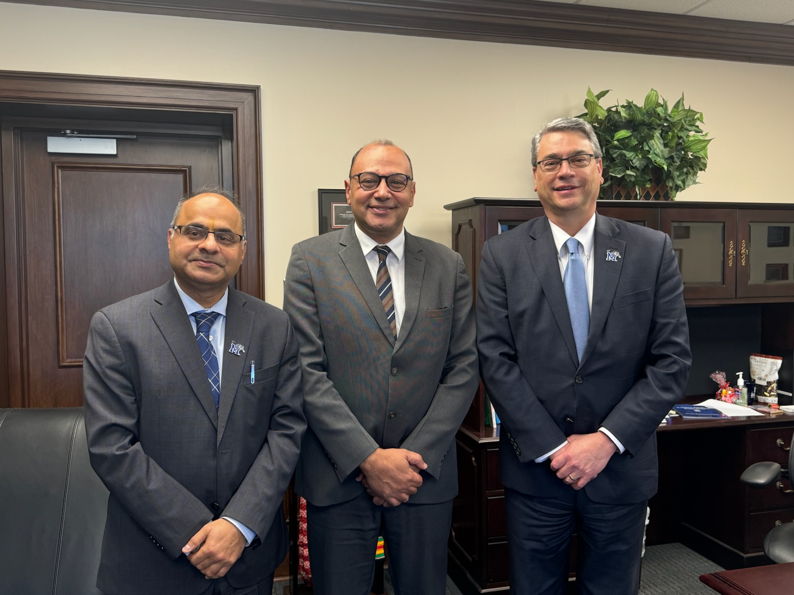 (Right to left) Dr. David Russomanno, Professor Ashraf Elmetwally, and Dr. Ashish Joshi