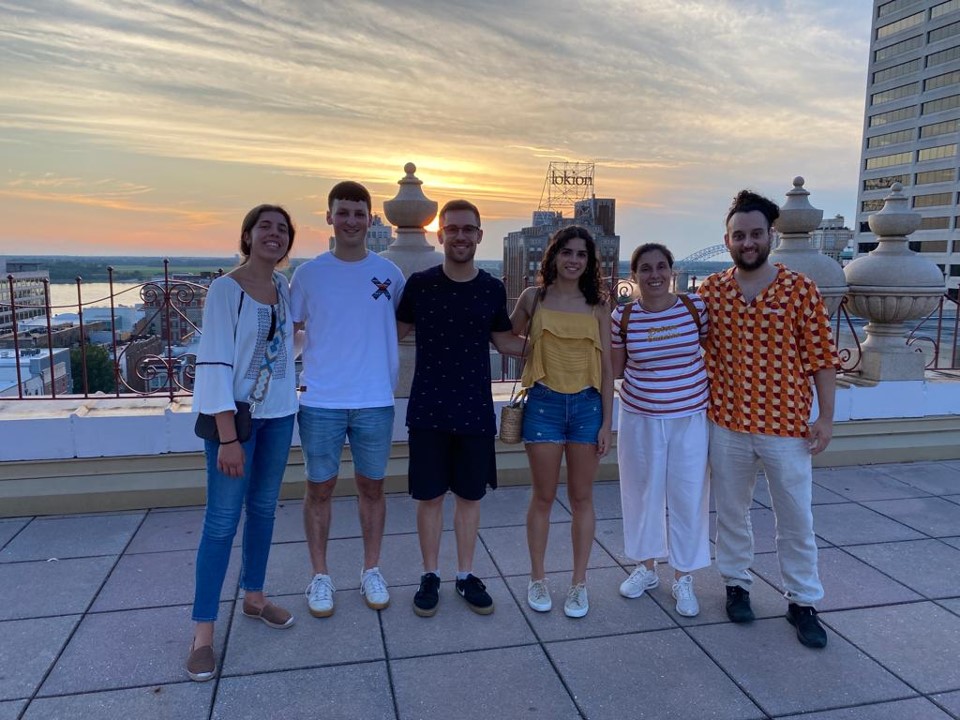 standing on a rooftop overlooking the Mississippi River in Downtown Memphis