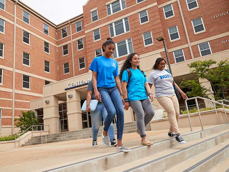 students walking around campus