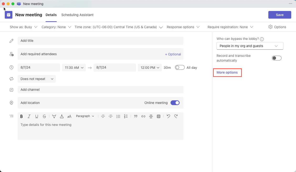 meeting security options