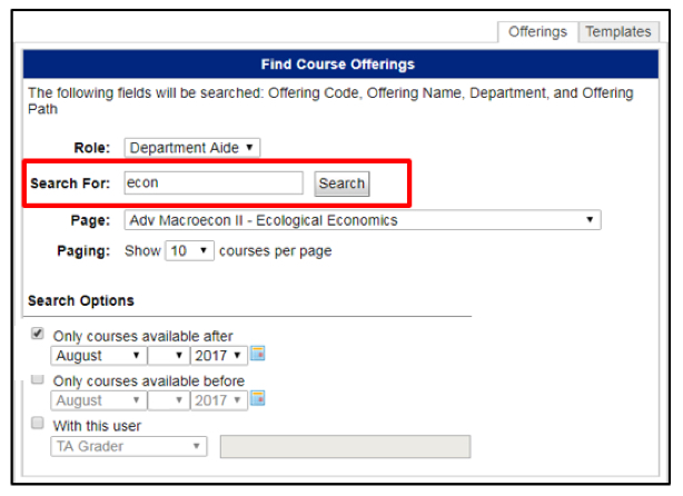 find course offerings