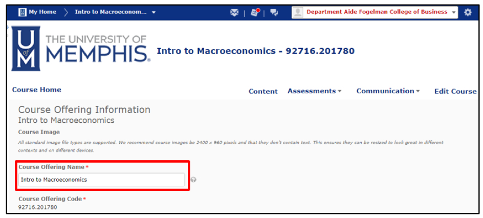 course offering information