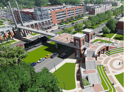 Pedestrian Cable Bridge Rendering