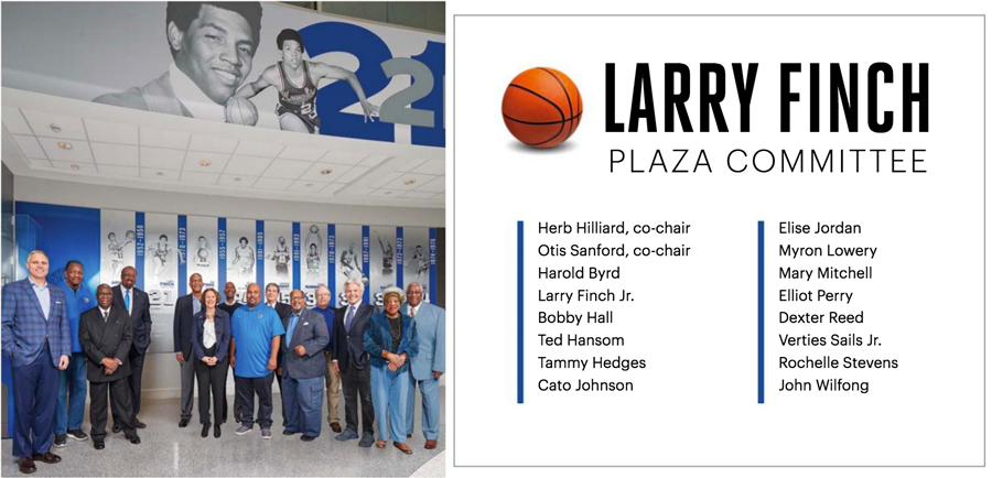 Larry Finch Plaza Committee: Herb Hilliard, co-chair; Otis Sanford, co-chair; Harold Byrd; Larry Finch Jr.; Bobby Hall; Ted Hansom; Tammy Hedges; Cato Johnson; Elise Jordan; Myron Lowery; Mary Mitchell; Elliott Perry; Dexter Reed; Verties Sails Jr.; Rochelle Stevens; John Wilfong