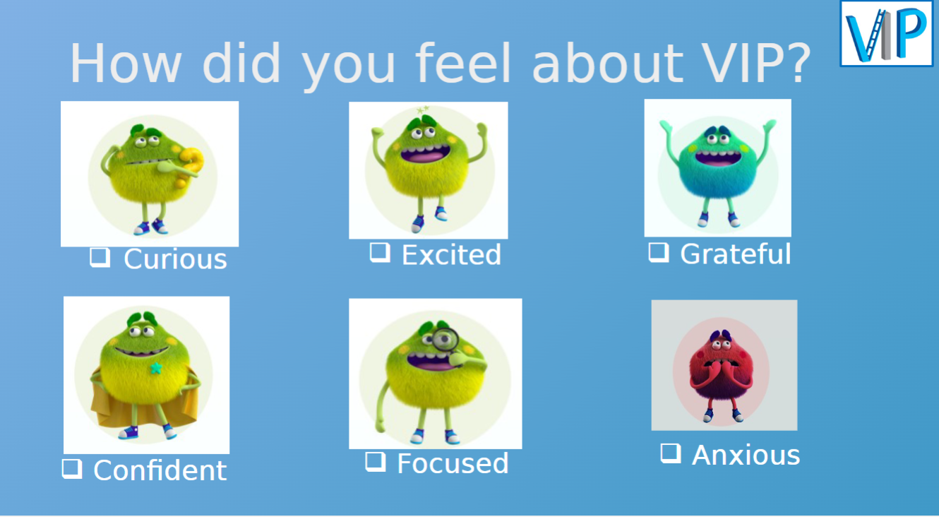 Images showing feelings regarding VIP